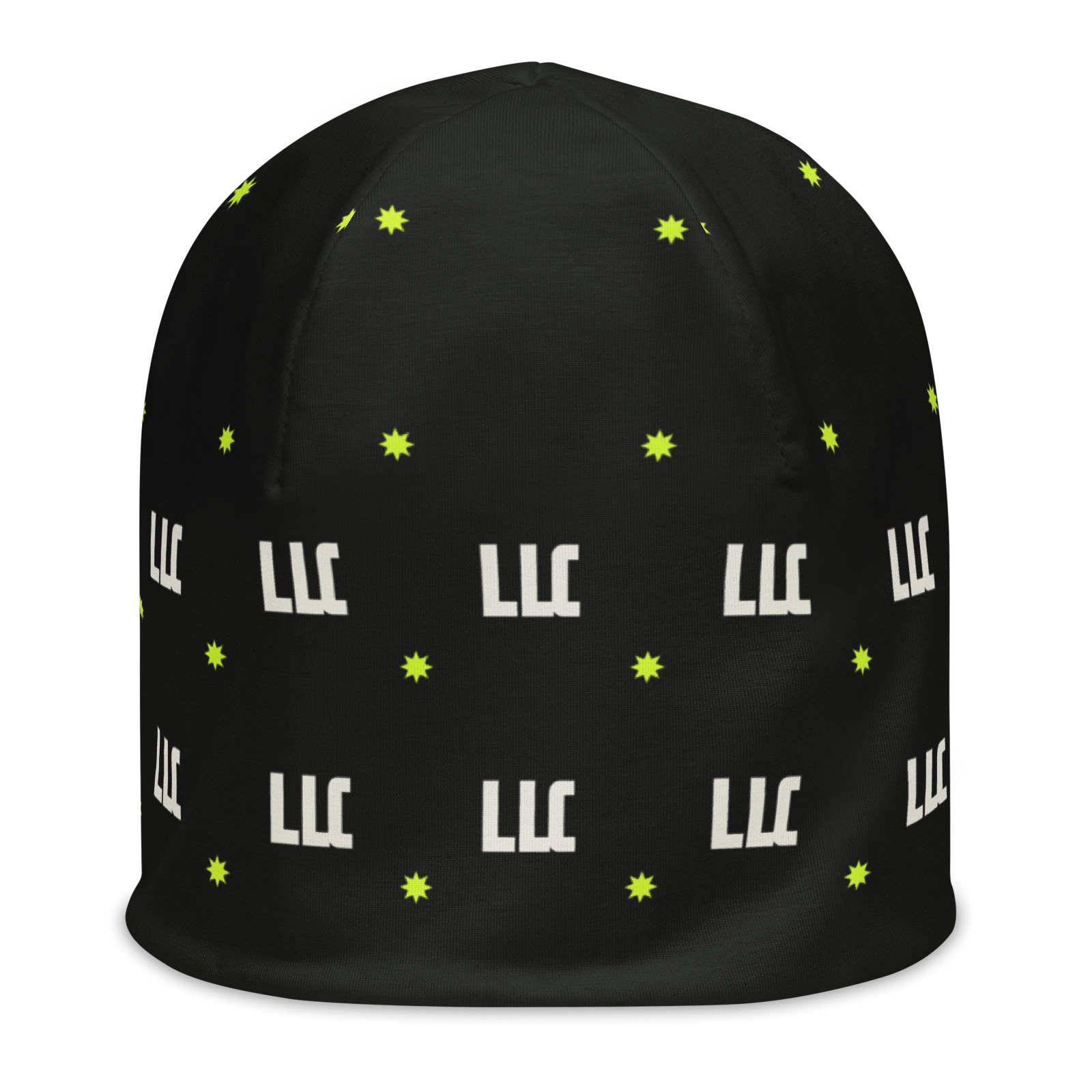 LLC Monogram Beanie, default. Printful product mockup.