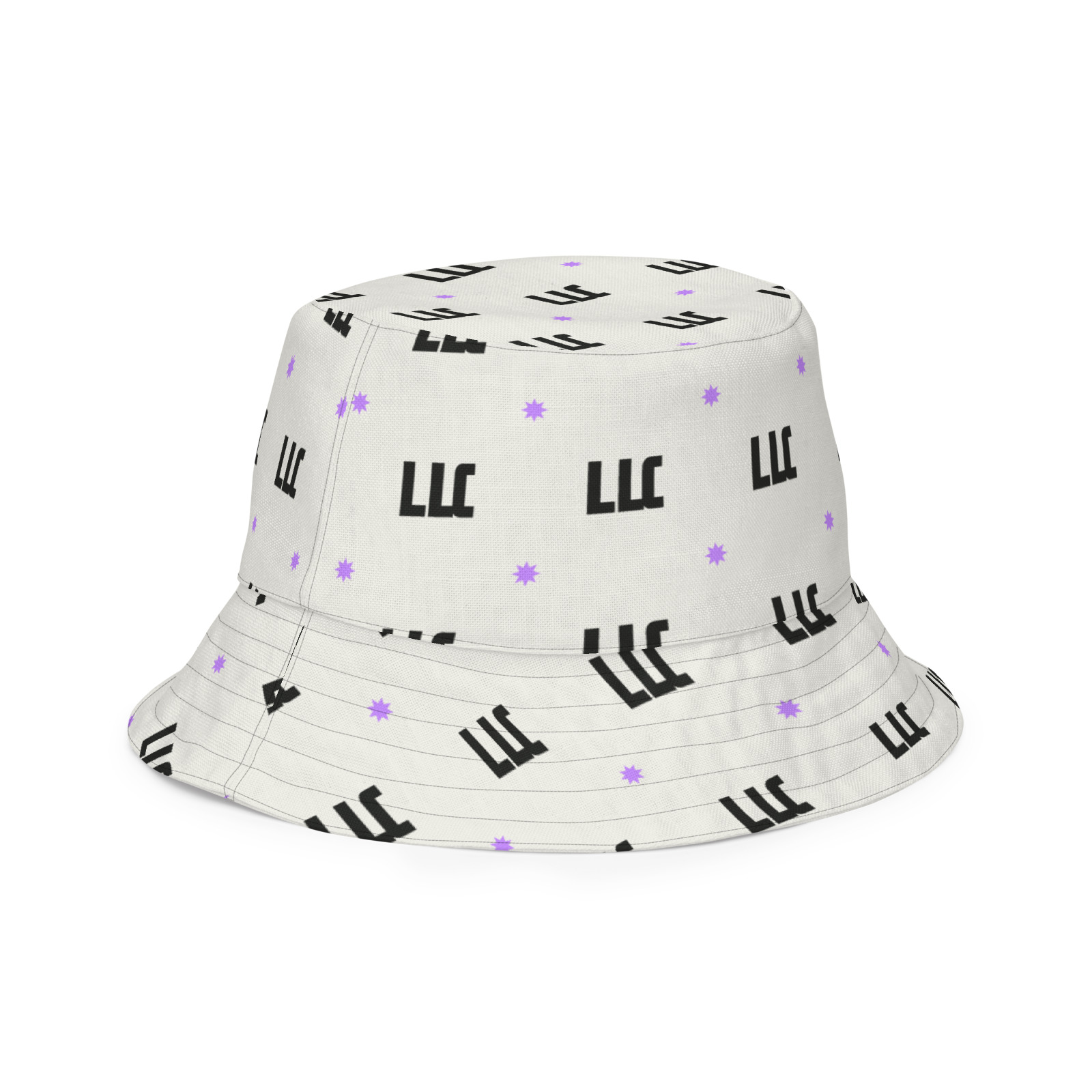 LLC Reversible Bucket Hat, Flat Right Front Inside. Printful product mockup.